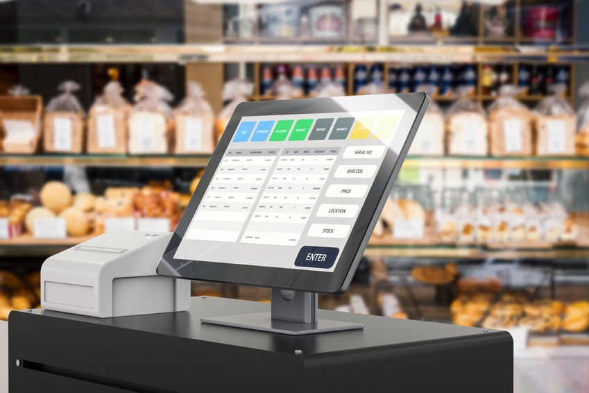 touchscreen retail checkout monitor in store