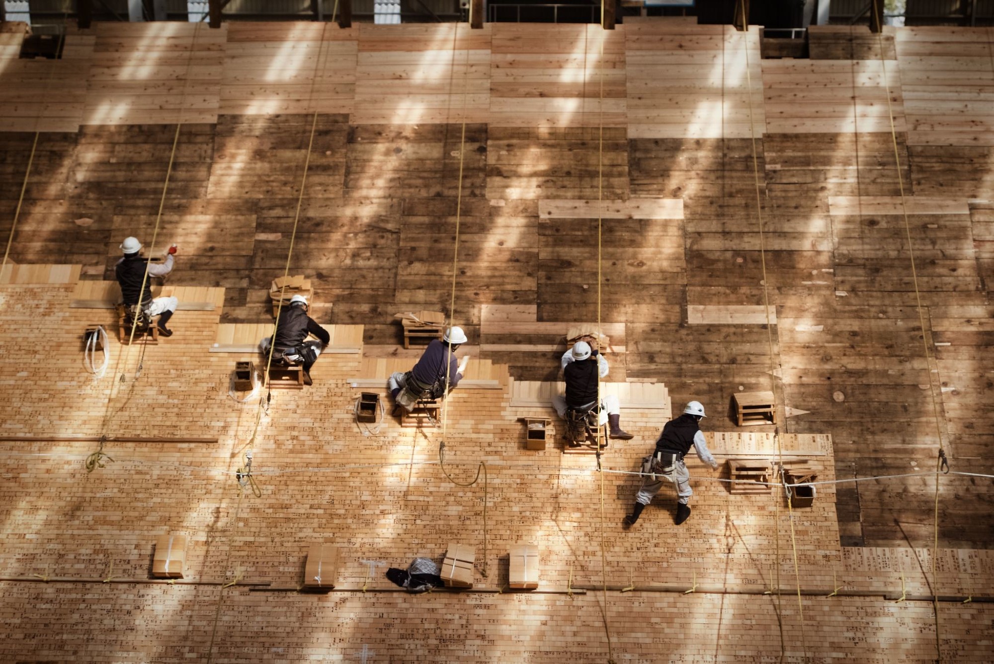 contractors laying flooring